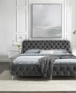 Postele LuxD Dizajnová posteľ Rococo 180 x 200 cm sivý zamat 