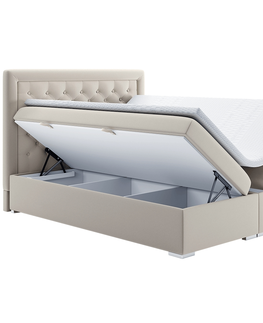 Postele KONDELA Dorman čalúnená manželská posteľ s matracom krémová