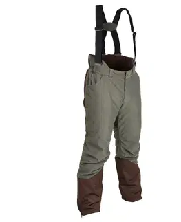 mikiny Hrejivé poľovnícke nohavice 100 s trakmi do -20 °C zelené
