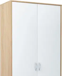 Šatníkové skrine VILMA 2D 2-dverová skriňa s vešiakovou tyčou, dub sonoma/biela
