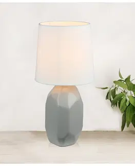 Lampy Keramická stolná lampa, sivá, QENNY TYP 2 AT15556