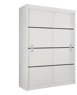 Šatníkové skrine Skriňa s posúvacími dverami, biela/čierna, MERINA 150