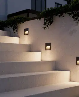 Vonkajšie zapustené svietidlá Lucande Štvorcové LED zapustené nástenné svietidlo Loya
