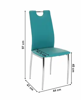 Stoličky Jedálenská stolička, ekokoža petrolejová/chróm, OLIVA NEW