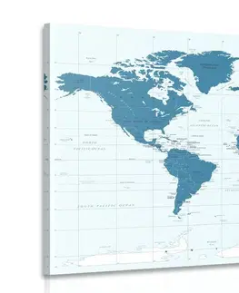 Obrazy mapy Obraz politická mapa sveta v modrej farbe