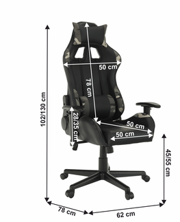 Kancelárske stoličky KONDELA Emre kancelárske kreslo s podrúčkami čierna / Army vzor