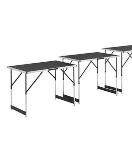 Jedálenské stoly Juskys Set multifunkčného stola 3 ks, výškovo nastaviteľný a skladací