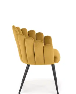 Jedálenské stoličky HALMAR K410 jedálenské kreslo horčicová (Velvet) / čierna