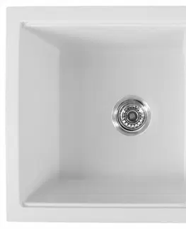 Kuchynské drezy SAPHO SAPHO - Drez granitový zabudovateľný s odkvapom 86x50cm, biela GR7101