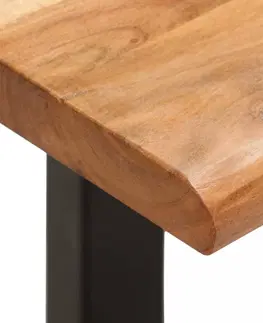 Lavice a stoličky Lavica so živou hranou akáciové drevo / oceľ Dekorhome 160 cm