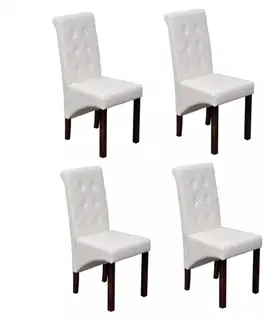 Jedálenské zostavy Jedálenská stolička 4 ks umelá koža / drevo Dekorhome Biela