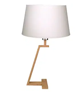 Stolové lampy Aluminor Stolová lampa Memphis LT z dreva a látky, biela