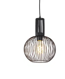 Zavesne lampy Dizajnové závesné svietidlo čierne - Wire Whisk