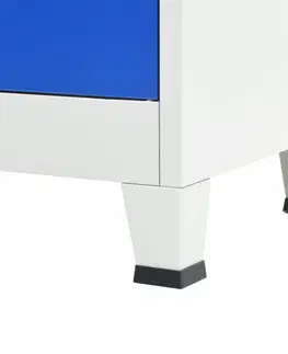 Kancelárske skrine Kancelárska skriňa sivá / modrá Dekorhome 90x40x140cm