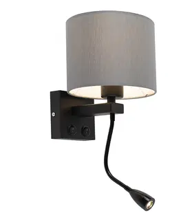 Nastenne lampy Moderné nástenné svietidlo čierne so šedým odtieňom - Brescia