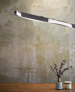 Závesné svietidlá FISCHER & HONSEL Závesné svetlo LED Bridge, čierna/niklová farba, dĺžka 95 cm