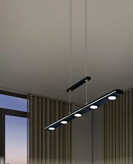 Zavesne lampy Závesné svietidlo čierne vrátane LED s dotykovým stmievačom 5 svetiel - Sanne