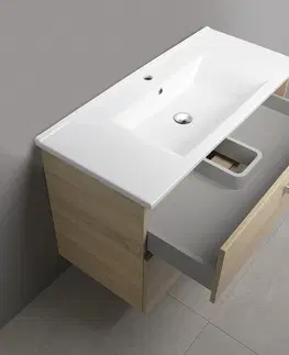 Kúpeľňa AQUALINE - VEGA umývadlová skrinka 97x60x43,8cm, 2x zásuvka, dub platin VG903
