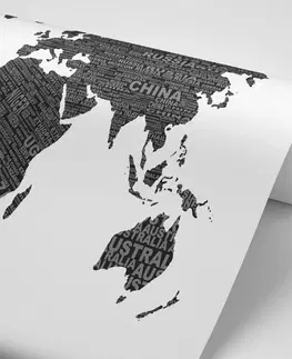 Samolepiace tapety Samolepiaca tapeta čiernobiela mapa sveta