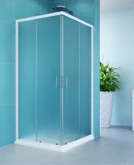 Vane MEREO MEREO - Kora sprchový set: obdĺžnikový kút 90x80 cm, biely ALU, sklo Grape, vanička, sifón CK34121ZM
