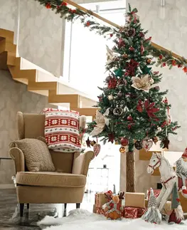 Vianočné stromčeky Vianočný stromček so šiškami na pníku, posnežený, 210 cm, PNIK TYP 3