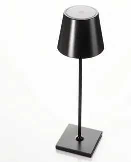 Vonkajšie dekoratívne svietidlá FARO BARCELONA Stolová LED lampa Toc s nabíjačkou USB IP54 čierna