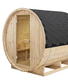 Záhrada Juskys Vonkajšia sudová sauna Spitzbergen L dĺžka 190 cm priemer 190 cm (6 kW)