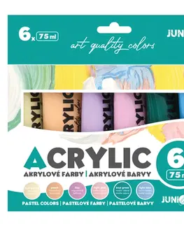 Hračky JUNIOR - Akrylové farby 75 ml - 6 ks sada Pastel