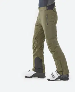 nohavice Pánske priedušné lyžiarske nohavice 900 poskytujúce voľnosť pohybu kaki