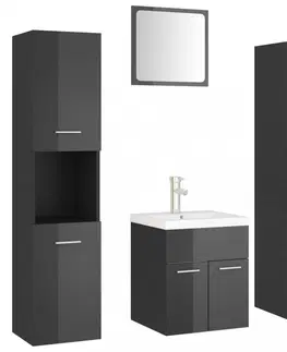 Kúpeľňové zostavy Kúpeľňová zostava 4 ks DTD Dekorhome Čierna