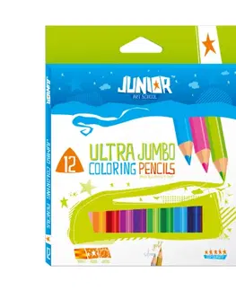 Hračky JUNIOR-ST - Pastelky Jumbo 12 farebné 10 + zlatá a strieborná