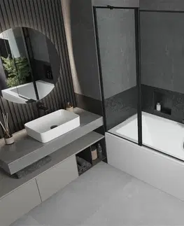 Sprchové dvere MEXEN/S - Cube obdĺžniková vaňa 180 x 80 cm s panelom + vaňová zástena 120 cm, čierna vzor 550518080X9412117070