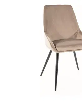 Jedálenské stoličky BOCIA VELVET čalúnená stolička, béžová 