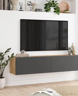 TV stolíky závesný TV stolík FREY 10, farba borovica + antracit