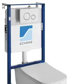 Záchody SAPHO - Závesné WC BELLO Rimless s podomietkovou nádržkou a tlačidlom Schwab, biela 100214-SET5