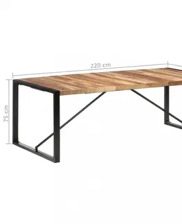 Jedálenské stoly Jedálenský stôl masívne drevo / kov Dekorhome 220x100x75 cm