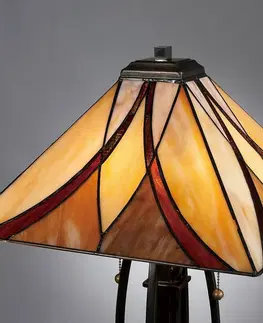Stolové lampy QUOIZEL Stolová lampa Asheville vo vzhľade Tiffany