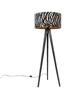 Stojace lampy Stojacia lampa statív čierny s tienidlom zebra 50 cm - Tripod Classic