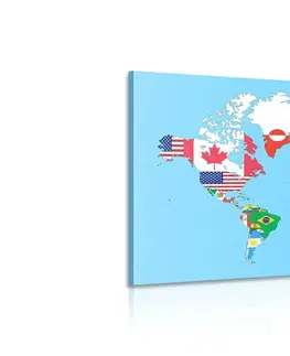 Obrazy mapy Obraz mapa sveta s vlajkami