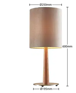 Stolové lampy Lucande Lucande Heily stolná lampa, valec, 30 cm, sivá