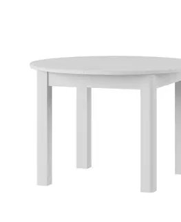 Jedálenské stoly ALAN 1 okrúhly jedálenský stôl s rozkladom, biela