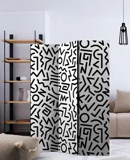 Paravány Paraván Black and White Maze Dekorhome 135x172 cm (3-dielny)