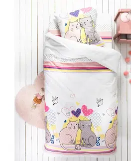 Bavlnené Detská posteľná bielizeň Mačacia láska, pre 1 osobu, bavlna
