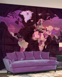 Tapety Samolepiaca tapeta fialová mapa sveta - Purple World Map