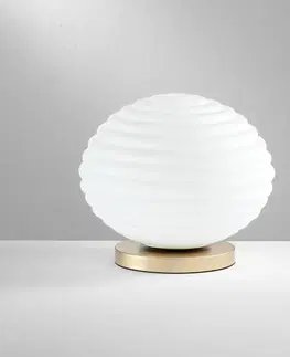 Stolové lampy Eco-Light Stolová lampa Ripple, zlatá farba/opál, Ø 32 cm