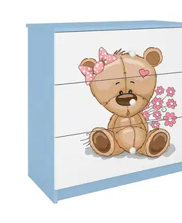 Komody so zásuvkami Komoda Pre Detská Babydreams Modrá – Medveď Kvety