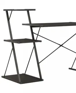 Pracovné stoly Písací stôl s policami drevotrieska / oceľ Dekorhome Čierna / dub