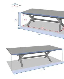 Stolčeky DEOKORK Hliníkový stôl BERGAMO I. 220/279 cm (antracit)