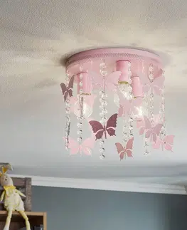 Stropné svietidlá Eko-Light Stropné svietidlo Angelica v ružovej s motýľmi