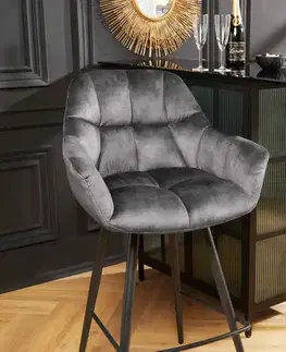 Barové stoličky LuxD Dizajnová barová otočná stolička Vallerina sivý zamat